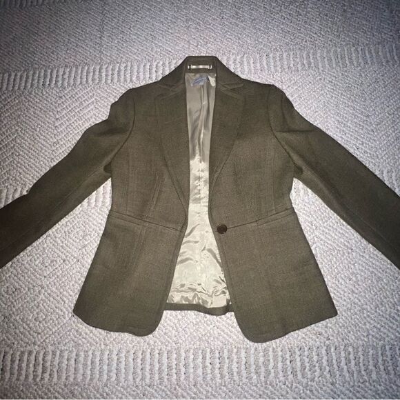 Ann Taylor Olive Green Wool Blazer - Sz 2 - Picture 10 of 16